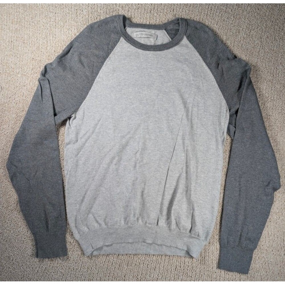Men's Outerknown Gray Crew Neck Sweater S Organic Cotton Lightweight RN144067